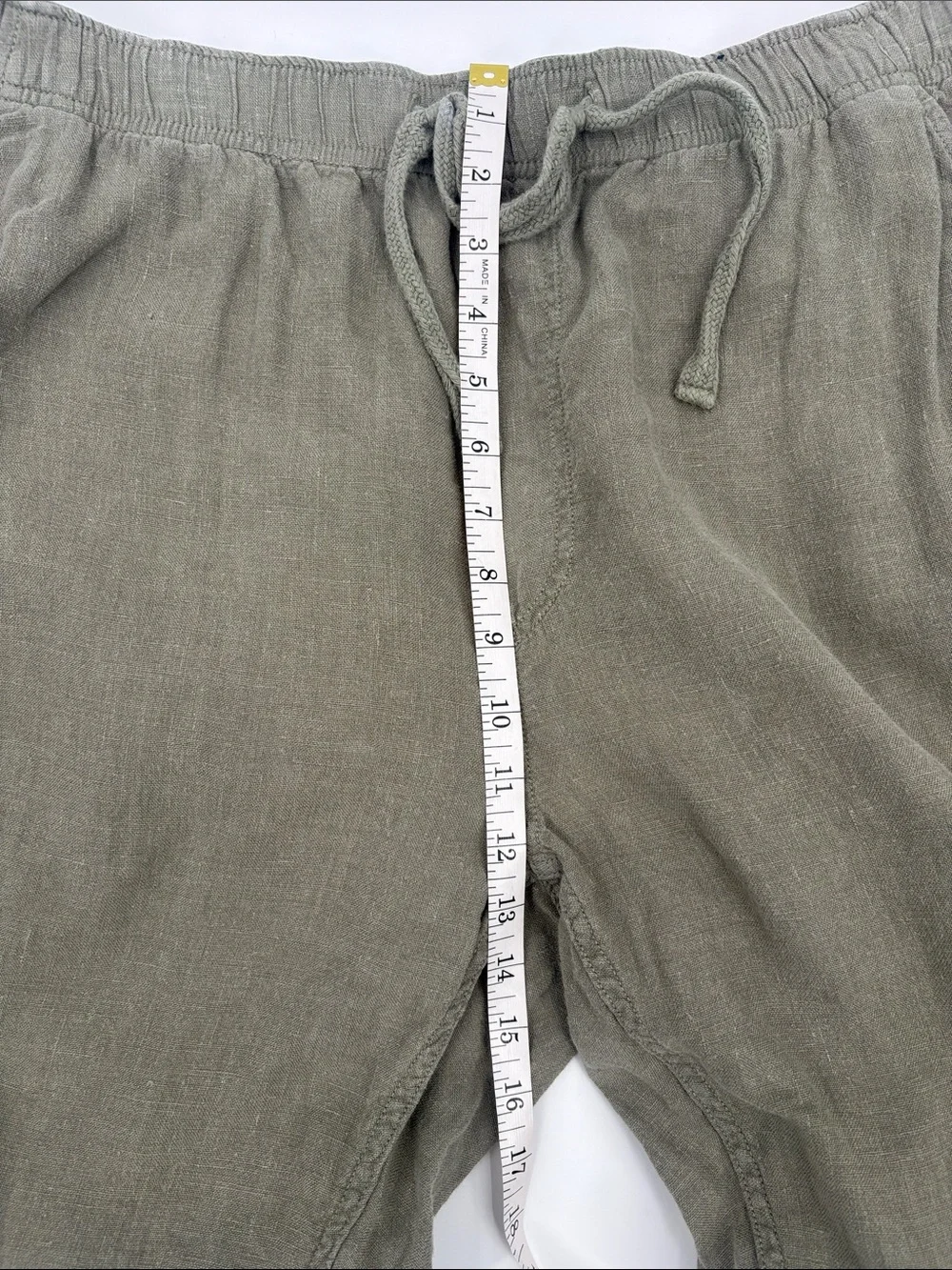 Faherty 100% Linen Olive Drawstring 4 Pocket Pants Size XXL